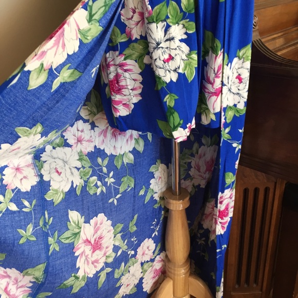 NWT Size Large Romper Maxi Dress / Blue Floral - Picture 3 of 5